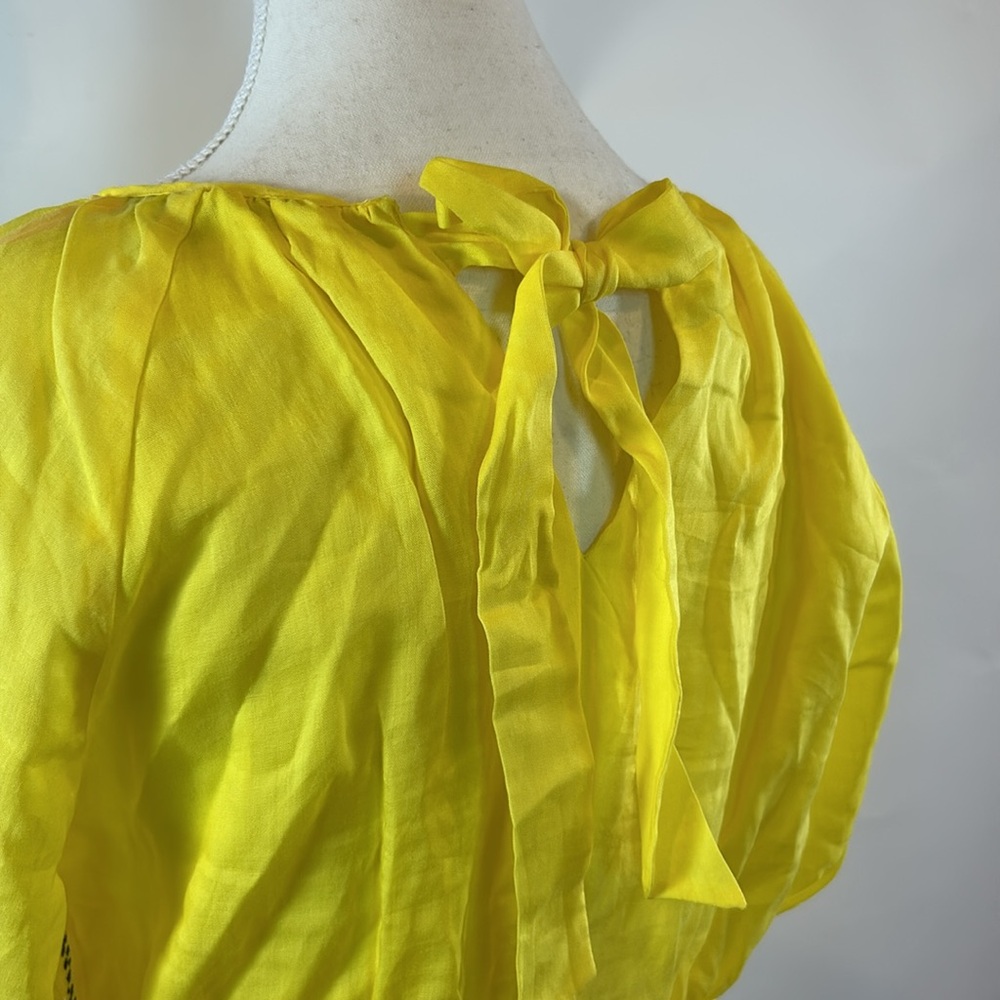 Draper James RSVP | Smocked Waist Yellow Linen Blend Dress | Medium - Picture 13 of 15